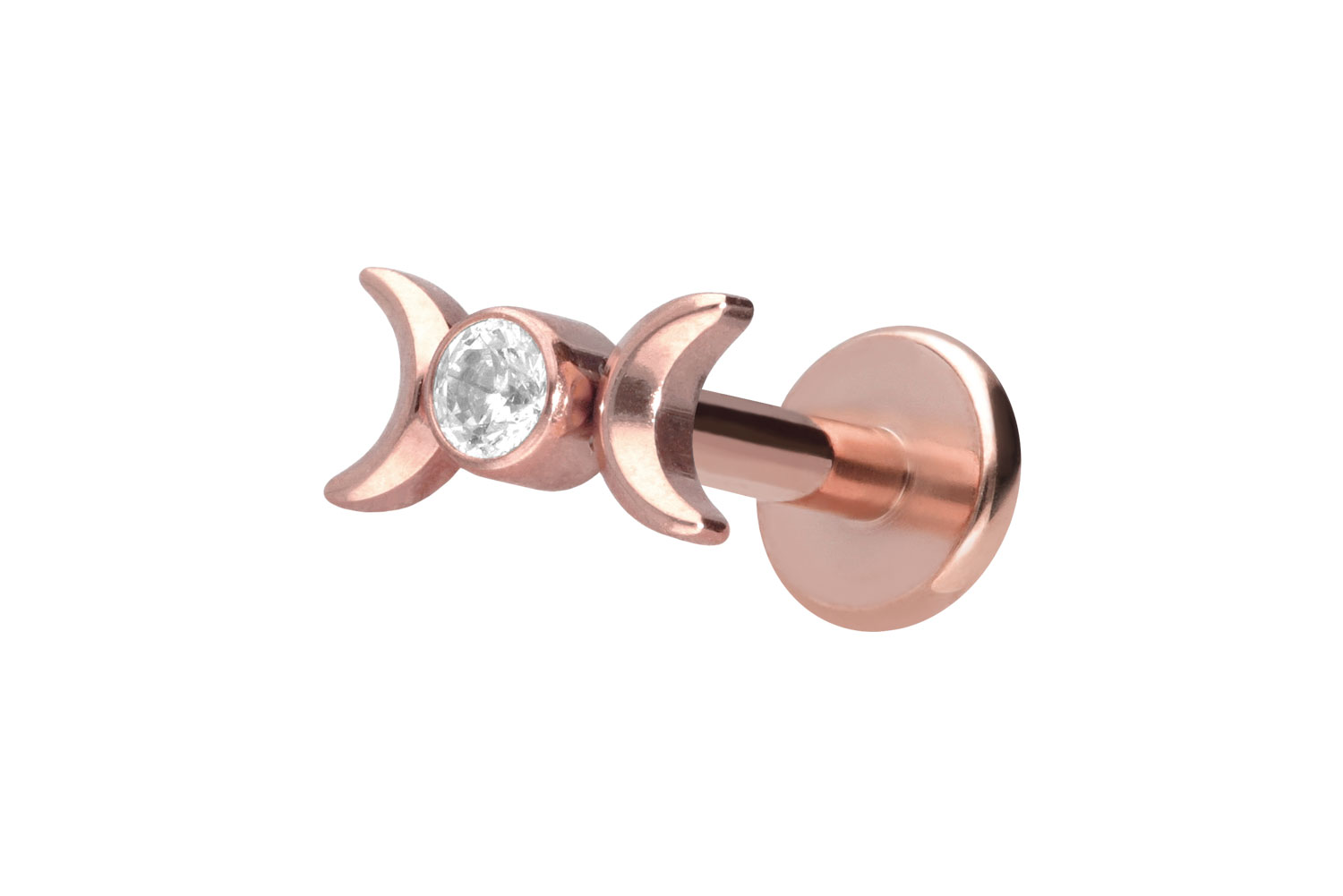 Titan Labret Piercing mit Innengewinde 2 MONDE + KRISTALL